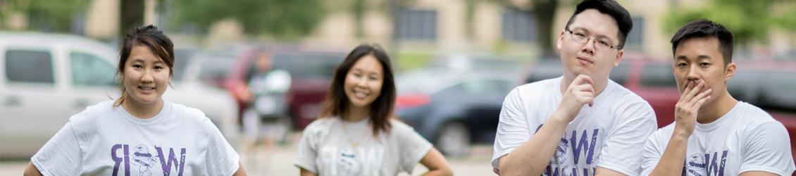 Students in white UWW shirts